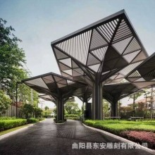 大型不銹鋼景觀異形廊架廊橋公園小區長廊亭子雕塑